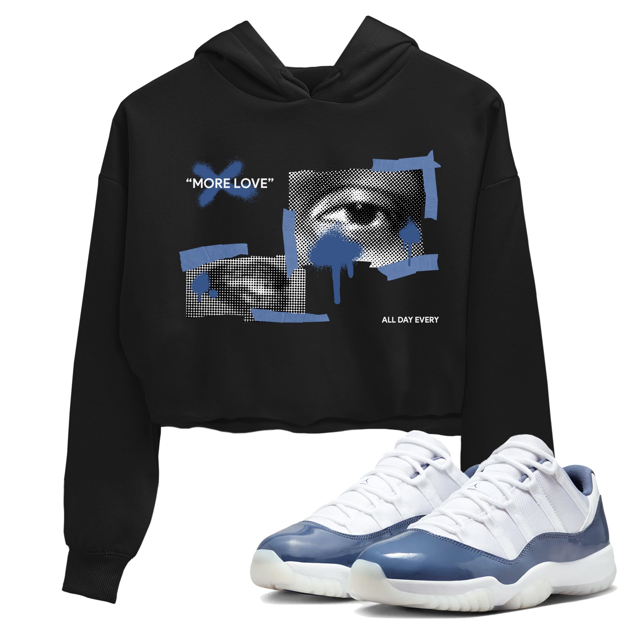 11s Diffused Blue Shirts To Match Jordans More Love sneaker match tees Air Jordan 11 Diffused Blue Tee SNRT Sneaker Release Tees unisex cotton Black 1 Crop Shirts