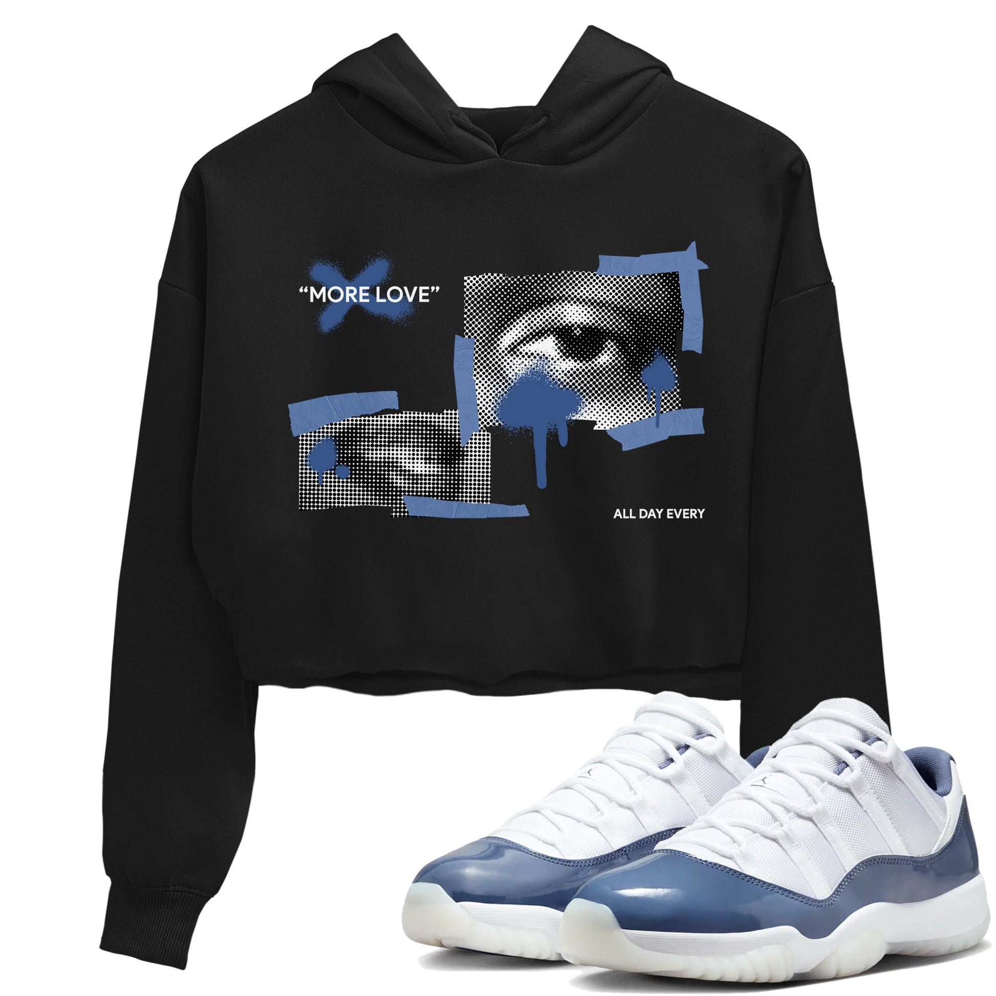11s Diffused Blue Shirts To Match Jordans More Love sneaker match tees Air Jordan 11 Diffused Blue Tee SNRT Sneaker Release Tees unisex cotton Black 1 Crop Shirts