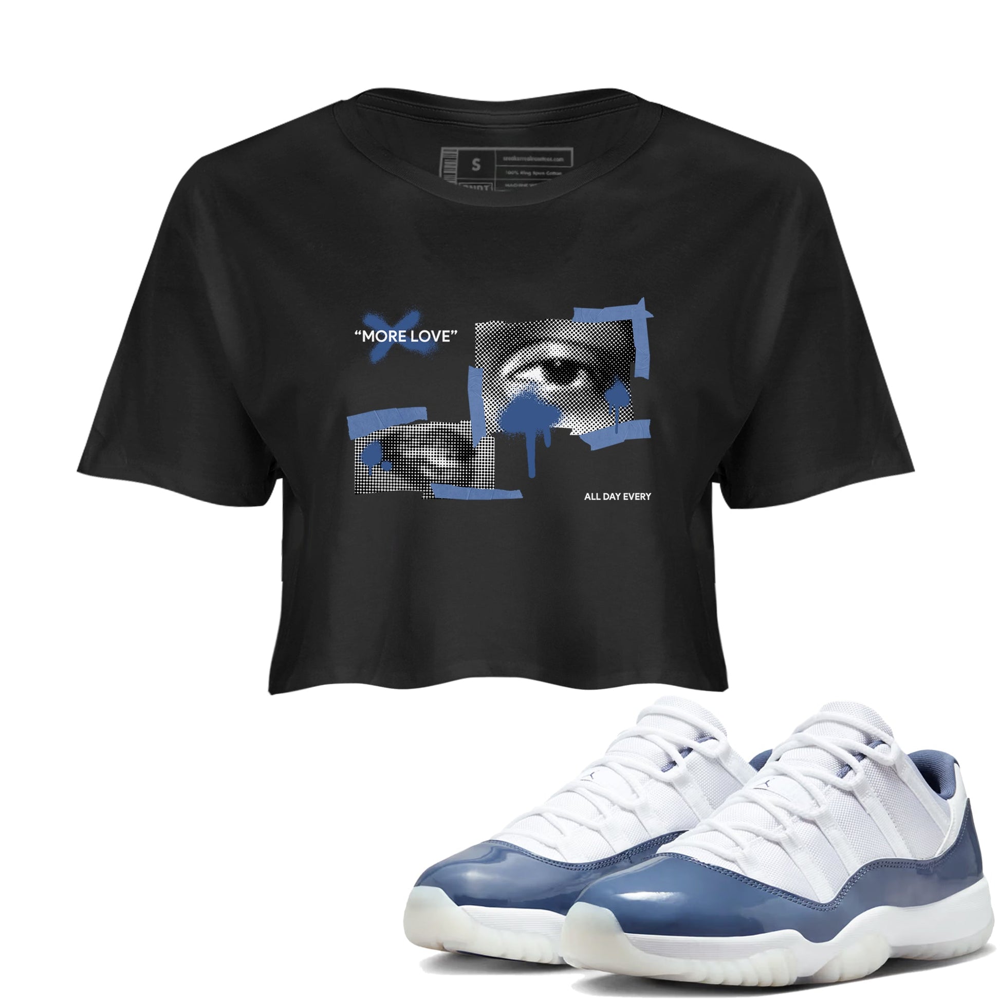 11s Diffused Blue Shirts To Match Jordans More Love sneaker match tees Air Jordan 11 Diffused Blue Tee SNRT Sneaker Release Tees unisex cotton Black 1 Crop Shirts