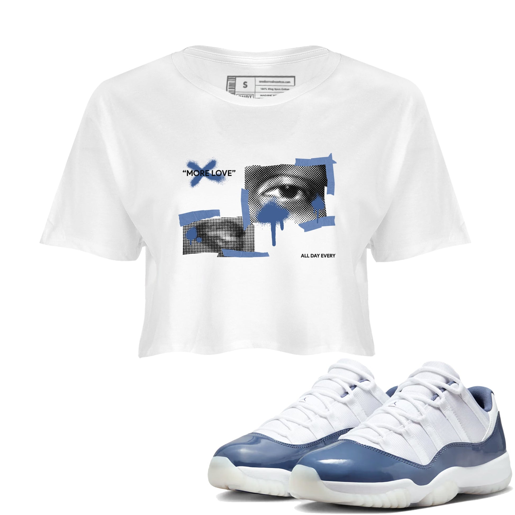 11s Diffused Blue Shirts To Match Jordans More Love sneaker match tees Air Jordan 11 Diffused Blue Tee SNRT Sneaker Release Tees unisex cotton White 1 Crop Shirts