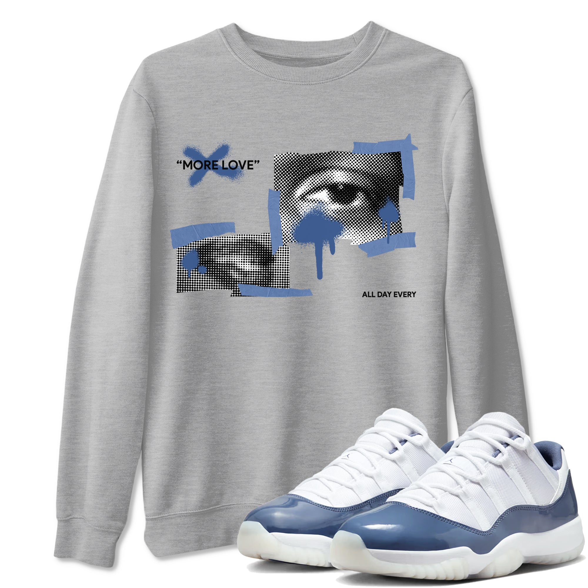 11s Diffused Blue Shirts To Match Jordans More Love sneaker match tees Air Jordan 11 Diffused Blue Tee SNRT Sneaker Release Tees unisex cotton Heather Grey 1 crew neck shirts