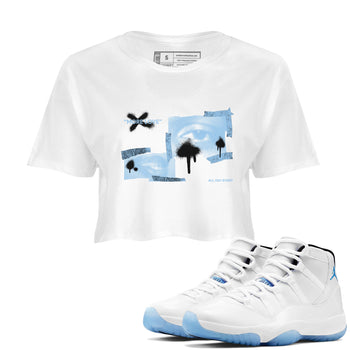 11s Retro Legend Blue shirts to match jordans More Love sneaker match tees Air Jordan 11 Legend Blue best t shirts to wear with jordans SNRT Sneaker Tees unisex cotton White 1 crop tee