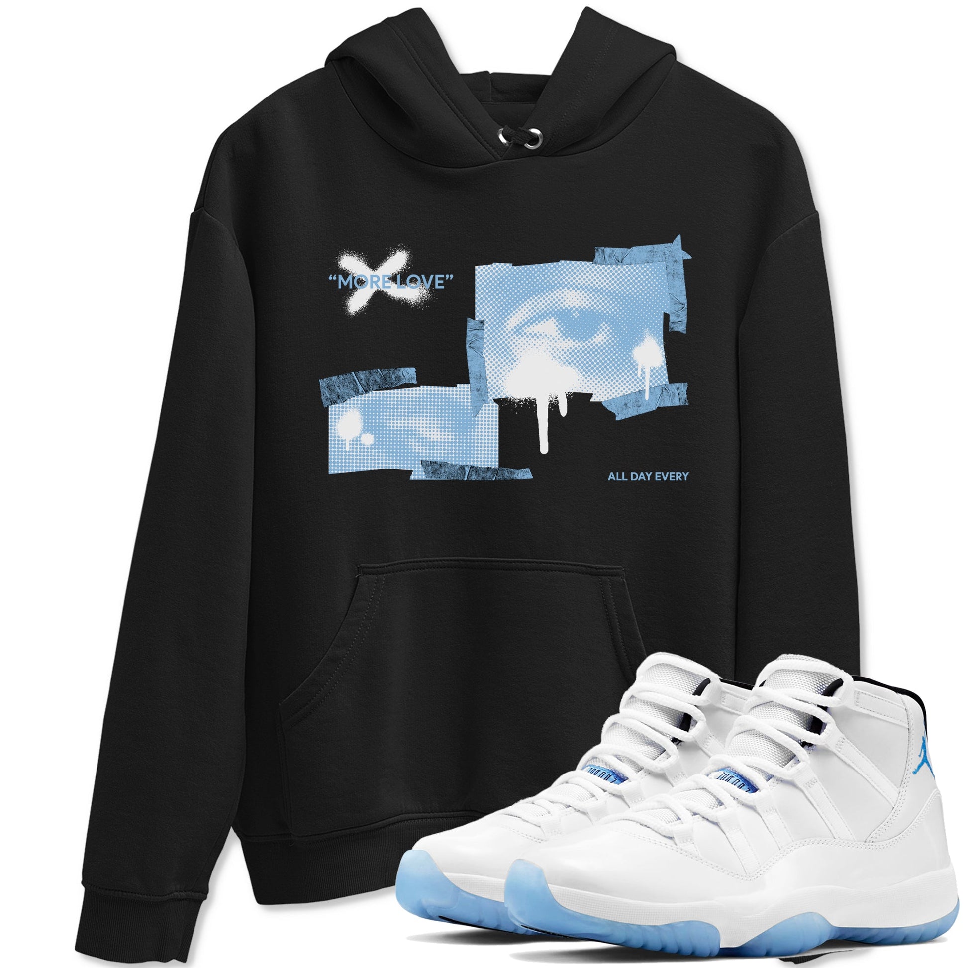 11s Retro Legend Blue shirts to match jordans More Love sneaker match tees Air Jordan 11 Legend Blue best t shirts to wear with jordans SNRT Sneaker Tees unisex cotton Black 1 shirts