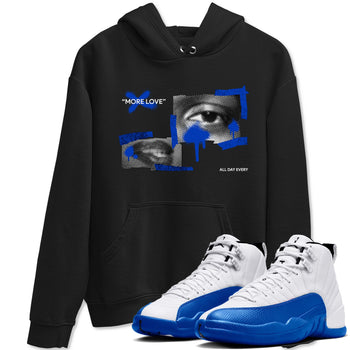 12s Blueberry shirts to match jordans More Love best t shirts to wear with jordans AJ12 White and Game Royal match shoes to clothes SNRT Sneaker Tees unisex cotton Black 1 shirts