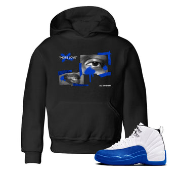 12s Blueberry shirts to match jordans More Love best t shirts to wear with jordans AJ12 White and Game Royal match shoes to clothes SNRT Sneaker Tees Youth Baby Black 1 tee
