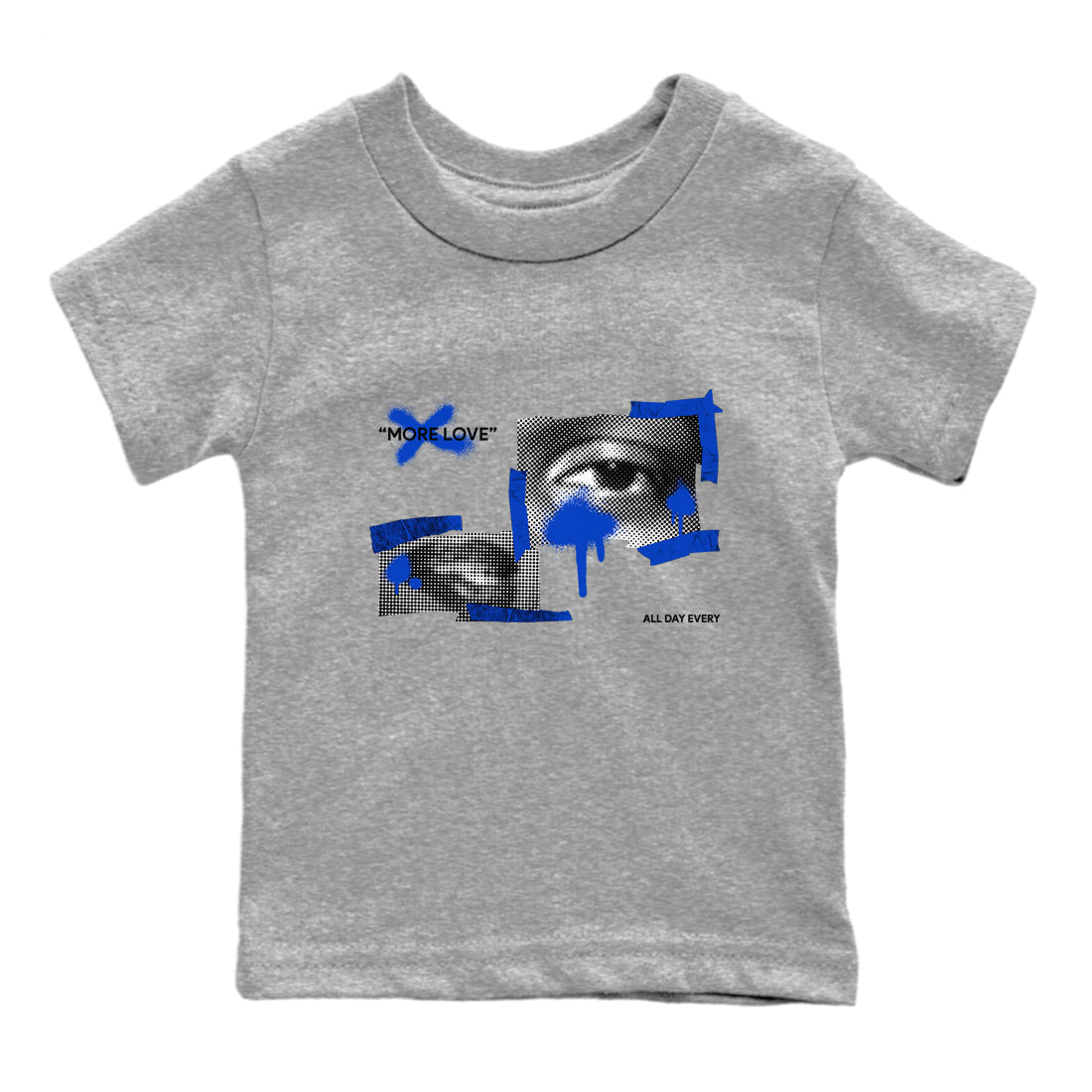 12s Blueberry shirts to match jordans More Love best t shirts to wear with jordans AJ12 White and Game Royal match shoes to clothes SNRT Sneaker Tees Youth Baby Heather Grey 2 tee