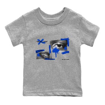 12s Blueberry shirts to match jordans More Love best t shirts to wear with jordans AJ12 White and Game Royal match shoes to clothes SNRT Sneaker Tees Youth Baby Heather Grey 2 tee