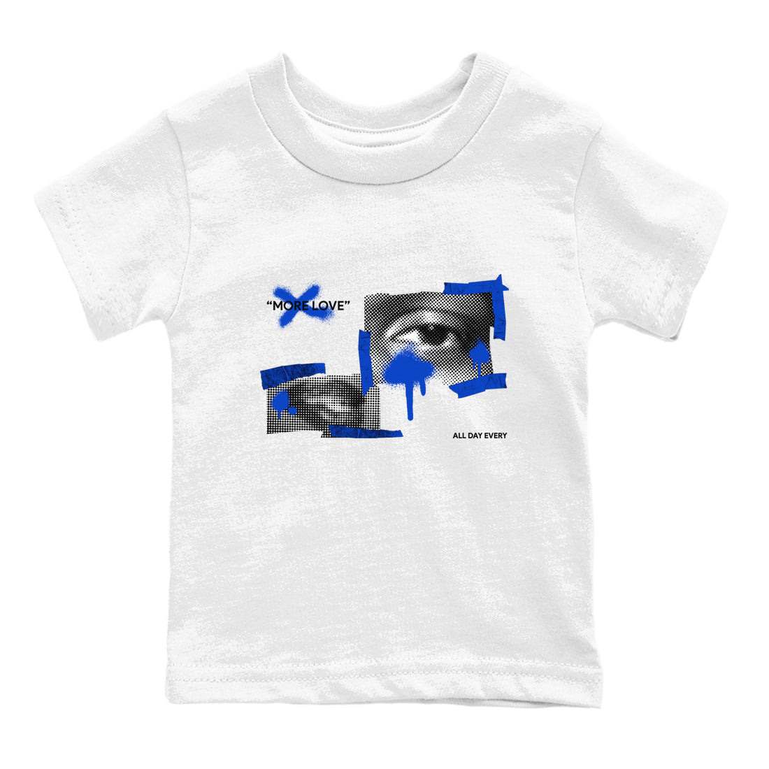 12s Blueberry shirts to match jordans More Love best t shirts to wear with jordans AJ12 White and Game Royal match shoes to clothes SNRT Sneaker Tees Youth Baby White 2 tee