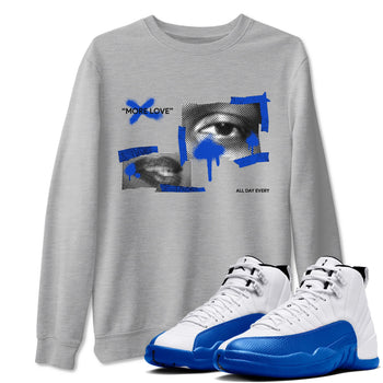 12s Blueberry shirts to match jordans More Love best t shirts to wear with jordans AJ12 White and Game Royal match shoes to clothes SNRT Sneaker Tees unisex cotton Heather Grey 1 shirts