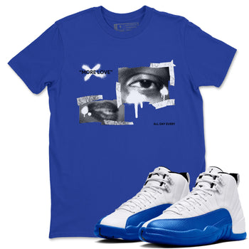 12s Blueberry shirts to match jordans More Love best t shirts to wear with jordans AJ12 White and Game Royal match shoes to clothes SNRT Sneaker Tees unisex cotton Royal Blue 1 shirts