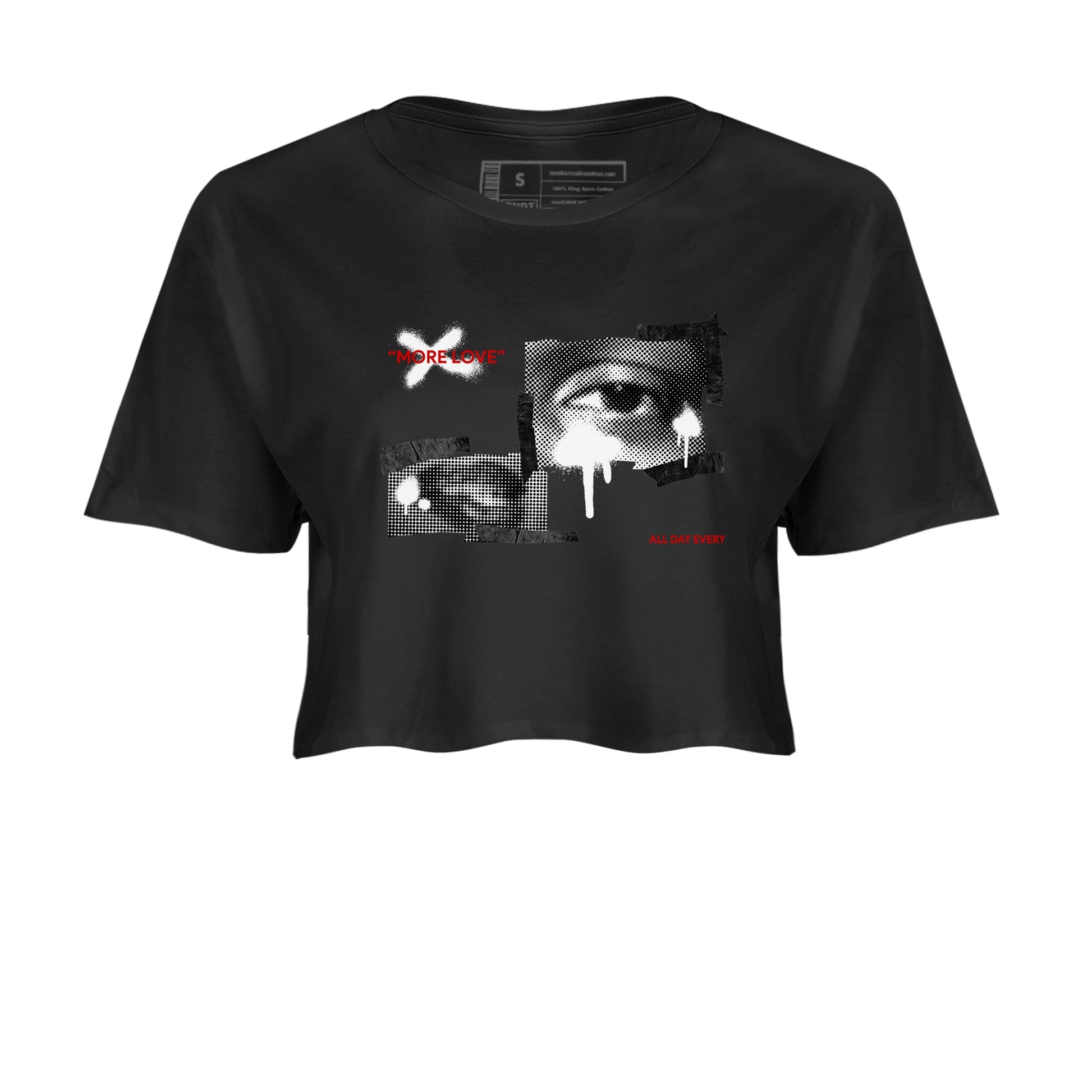 14s Black Toe shirts to match jordans More Love graphic tees Air Jordan 14 Black Toe t shirts to match sneakers SNRT Sneaker Tees unisex cotton Black 2 crop tee