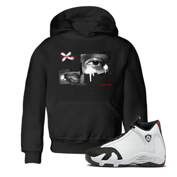 14s Black Toe shirts to match jordans More Love graphic tees Air Jordan 14 Black Toe t shirts to match sneakers SNRT Sneaker Tees Youth Baby Black 1 tee