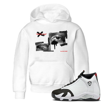 14s Black Toe shirts to match jordans More Love graphic tees Air Jordan 14 Black Toe t shirts to match sneakers SNRT Sneaker Tees Youth Baby White 1 tee