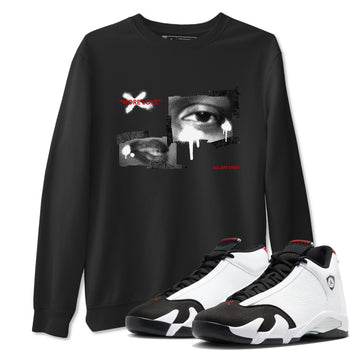 14s Black Toe shirts to match jordans More Love graphic tees Air Jordan 14 Black Toe t shirts to match sneakers SNRT Sneaker Tees unisex cotton Black 1 shirts