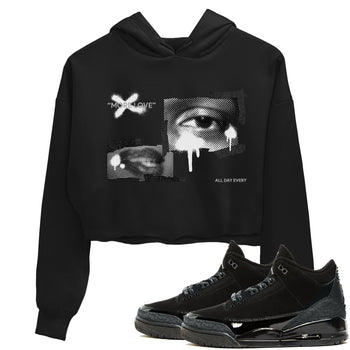 Air Jordan 3 Black Cat shirts to match jordans More Love sneaker tees 3s Retro Black Cat best t-shirts to wear with jordans SNRT Sneaker Tees unisex cotton Black 1 crop tee
