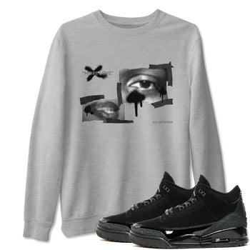 Air Jordan 3 Black Cat shirts to match jordans More Love sneaker tees 3s Retro Black Cat best t-shirts to wear with jordans SNRT Sneaker Tees unisex cotton Heather Grey 1 shirts