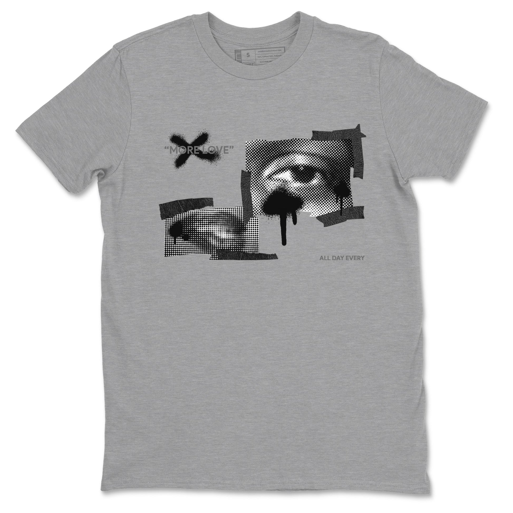 Air Jordan 3 Black Cat shirts to match jordans More Love sneaker tees 3s Retro Black Cat best t-shirts to wear with jordans SNRT Sneaker Tees unisex cotton Heather Grey 2 shirts
