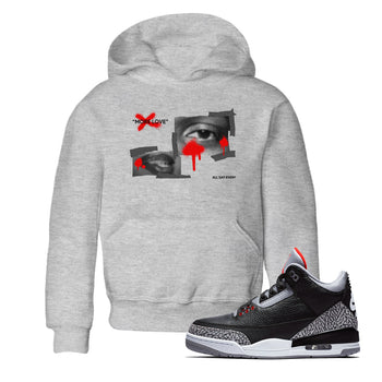 3s Black Cement shirts to match jordans More Love sneaker match tees Air Jordan 3 Black Cement match shoes to clothes SNRT Sneaker Tees Youth Baby Heather Grey 1 tee