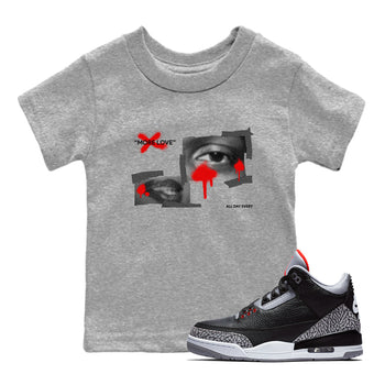 3s Black Cement shirts to match jordans More Love sneaker match tees Air Jordan 3 Black Cement match shoes to clothes SNRT Sneaker Tees Youth Baby Heather Grey 1 tee