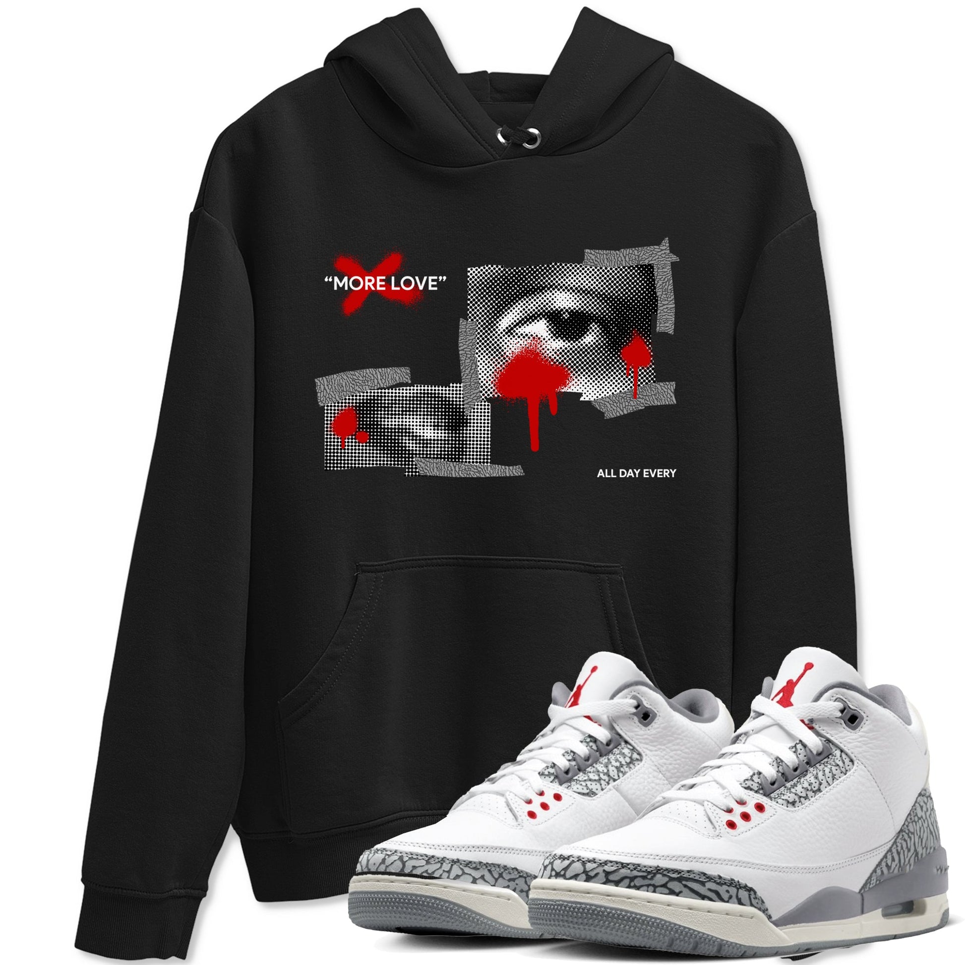 3s Cement Grey shirts to match jordans More Love sneaker match tees Air Jordan 3 Cement Grey SNRT Sneaker Release Tees unisex cotton Black 1 crew neck shirts