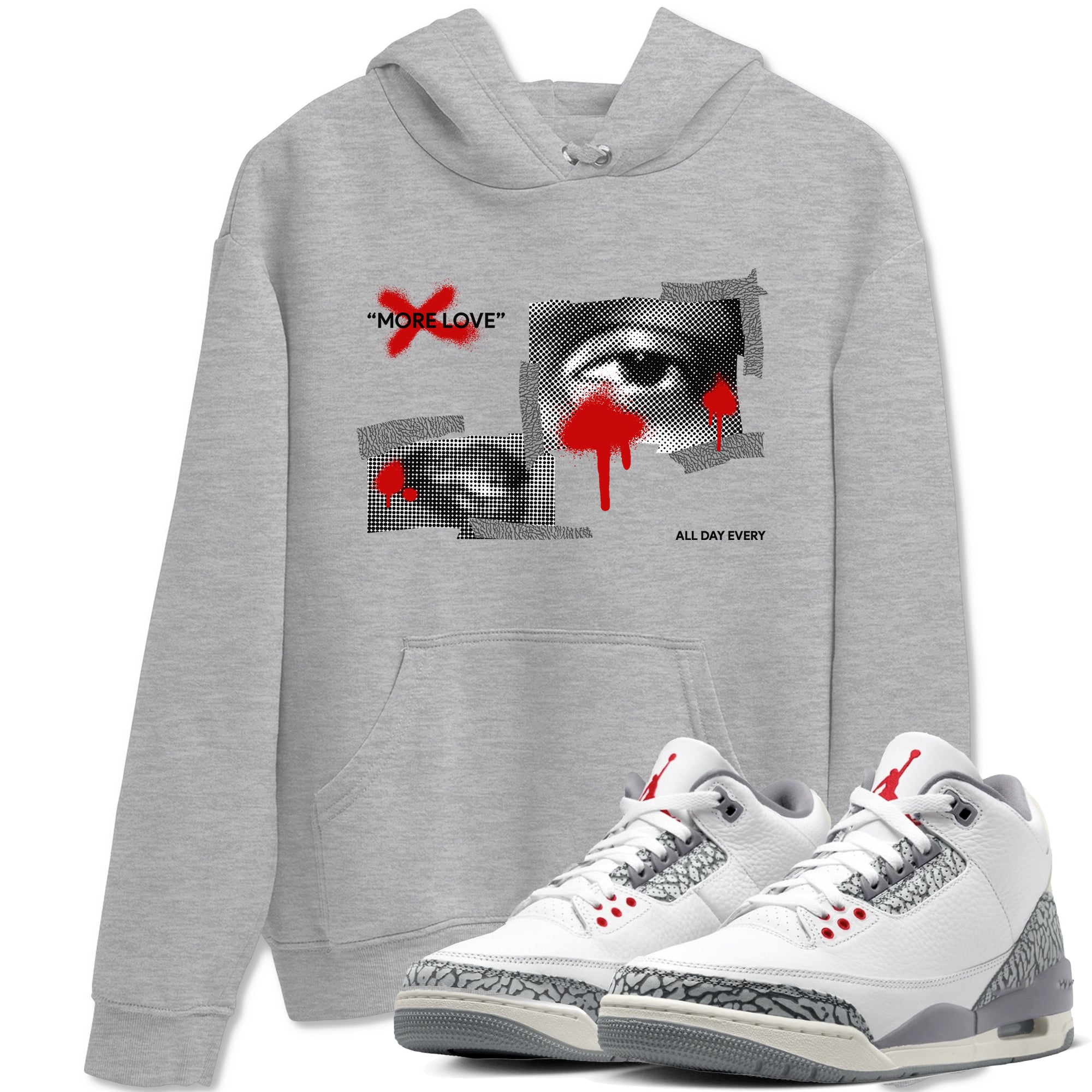3s Cement Grey shirts to match jordans More Love sneaker match tees Air Jordan 3 Cement Grey SNRT Sneaker Release Tees unisex cotton Heather Grey 1 crew neck shirts