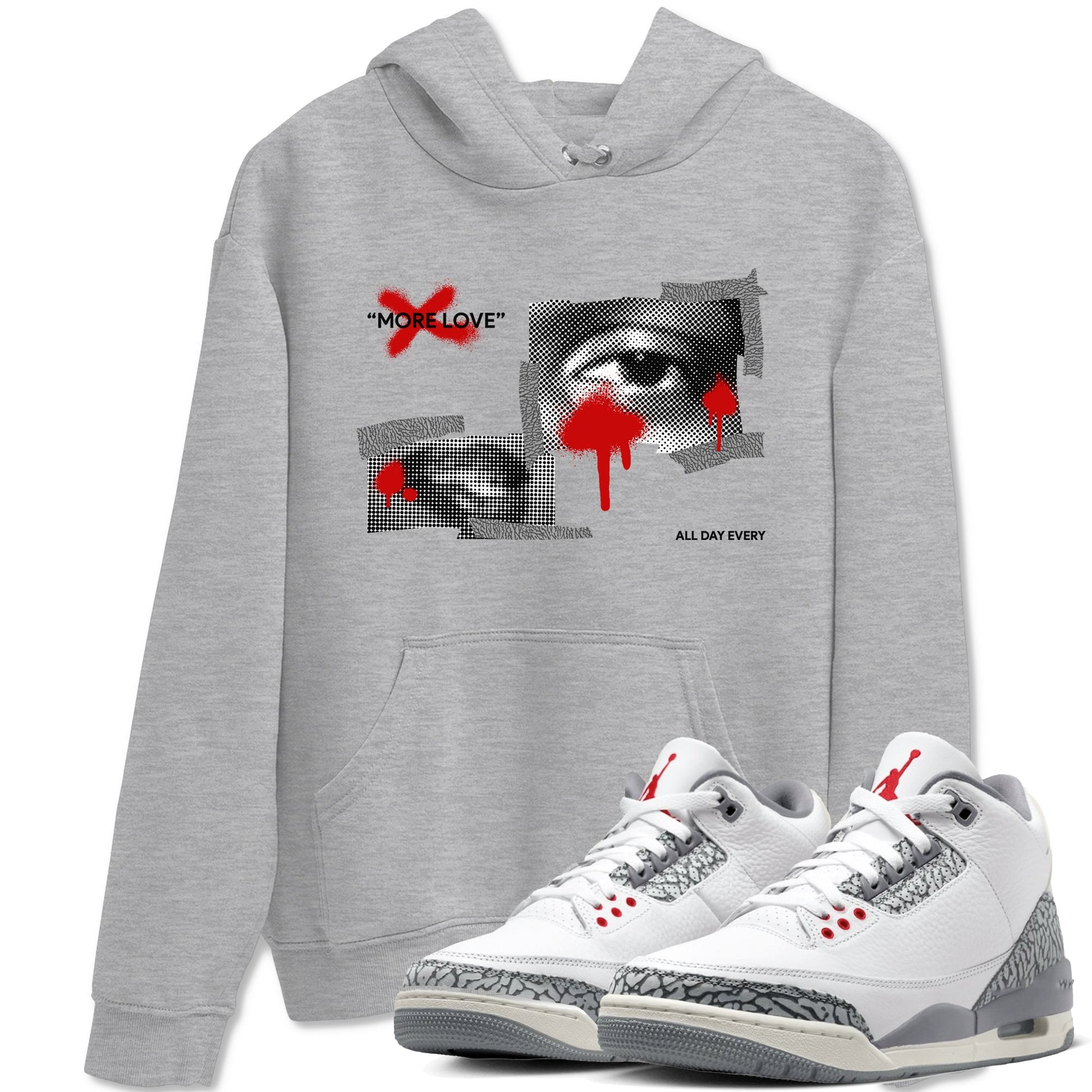 3s Cement Grey shirts to match jordans More Love sneaker match tees Air Jordan 3 Cement Grey SNRT Sneaker Release Tees unisex cotton Heather Grey 1 crew neck shirts