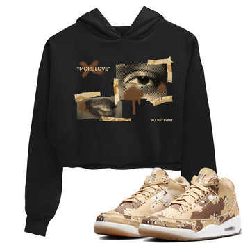 AJ3 Desert Camo shirts to match jordans More Love sneaker match tees Air Jordan 3 Desert Camo SNRT Sneaker Tees streetwear brand Black 1 crop tee