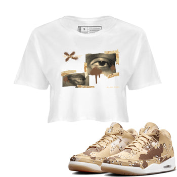 AJ3 Desert Camo shirts to match jordans More Love sneaker match tees Air Jordan 3 Desert Camo SNRT Sneaker Tees streetwear brand White 1 crop tee