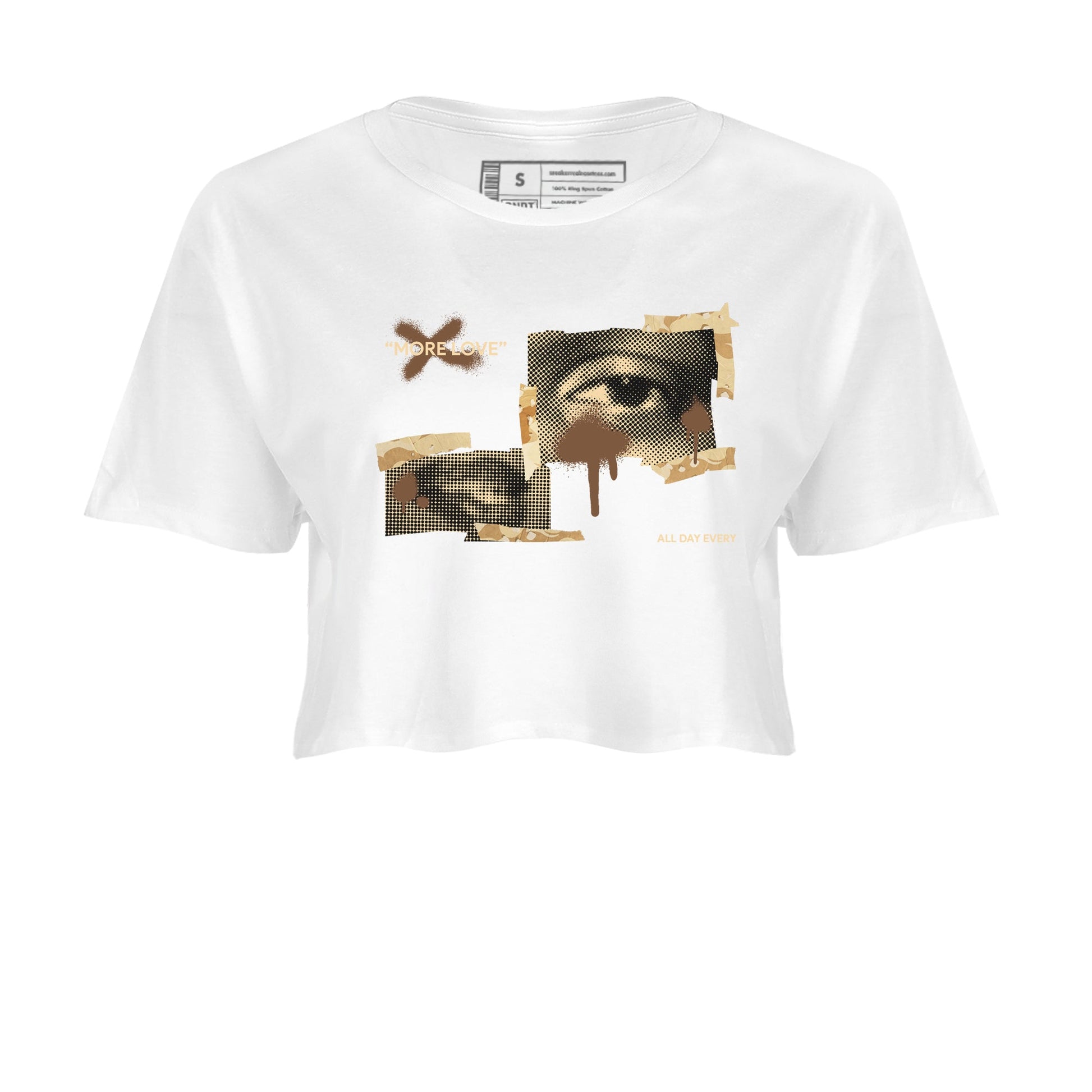 AJ3 Desert Camo shirts to match jordans More Love sneaker match tees Air Jordan 3 Desert Camo SNRT Sneaker Tees streetwear brand White 2 crop tee