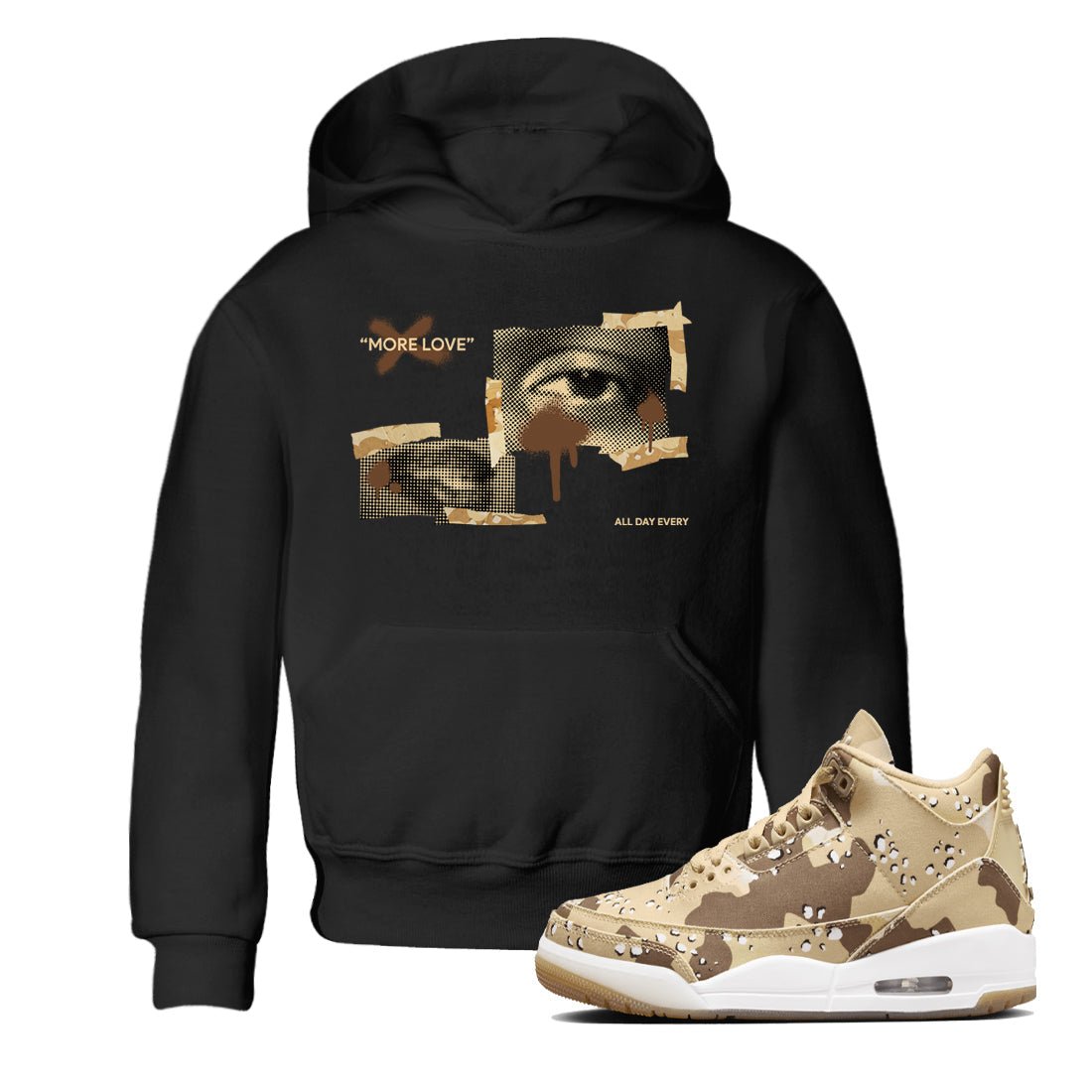 AJ3 Desert Camo shirts to match jordans More Love sneaker match tees Air Jordan 3 Desert Camo SNRT Sneaker Tees streetwear brand Baby and Youth Black 1 cotton tee