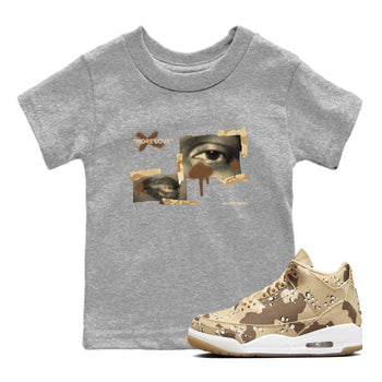 AJ3 Desert Camo shirts to match jordans More Love sneaker match tees Air Jordan 3 Desert Camo SNRT Sneaker Tees streetwear brand Baby and Youth Heather Grey 1 cotton tee