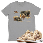 AJ3 Desert Camo shirts to match jordans More Love sneaker match tees Air Jordan 3 Desert Camo SNRT Sneaker Tees streetwear brand Heather Grey 1 unisex cotton tee