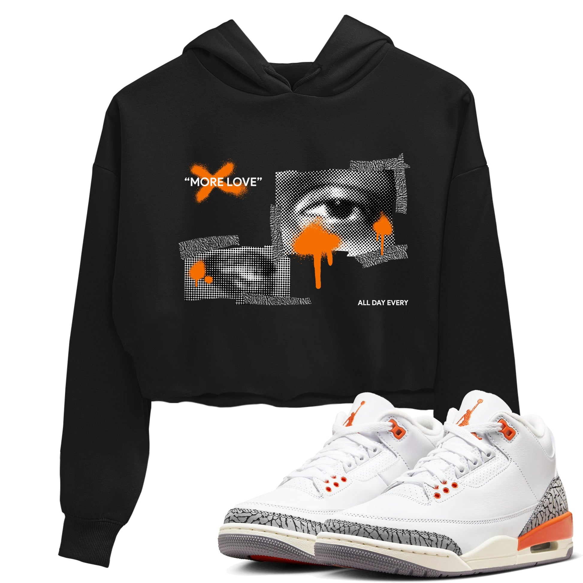 3s Georgia Peach shirt to match jordans More Love sneaker tees Air Jordan 3 Georgia Peach SNRT Sneaker Release Tees Black 1 crop length shirt