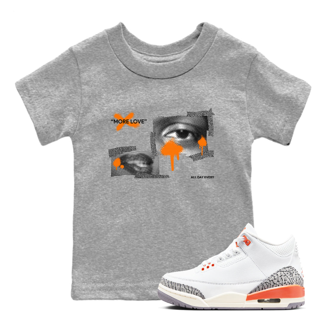 3s Georgia Peach shirt to match jordans More Love sneaker tees Air Jordan 3 Georgia Peach SNRT sneaker release tees baby toddler Heather Grey 1 cotton Shirt