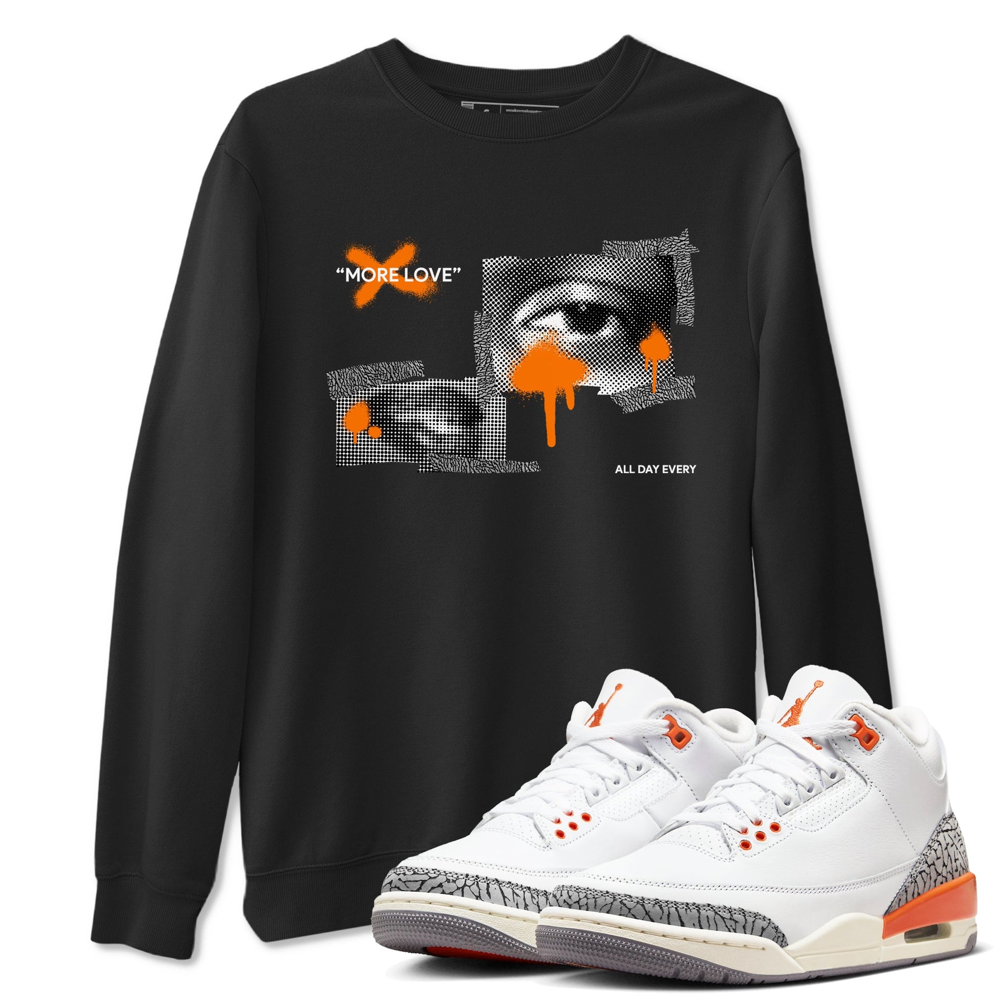3s Georgia Peach shirt to match jordans More Love sneaker tees Air Jordan 3 Georgia Peach SNRT Sneaker Release Tees unisex cotton Black 1 crew neck shirt