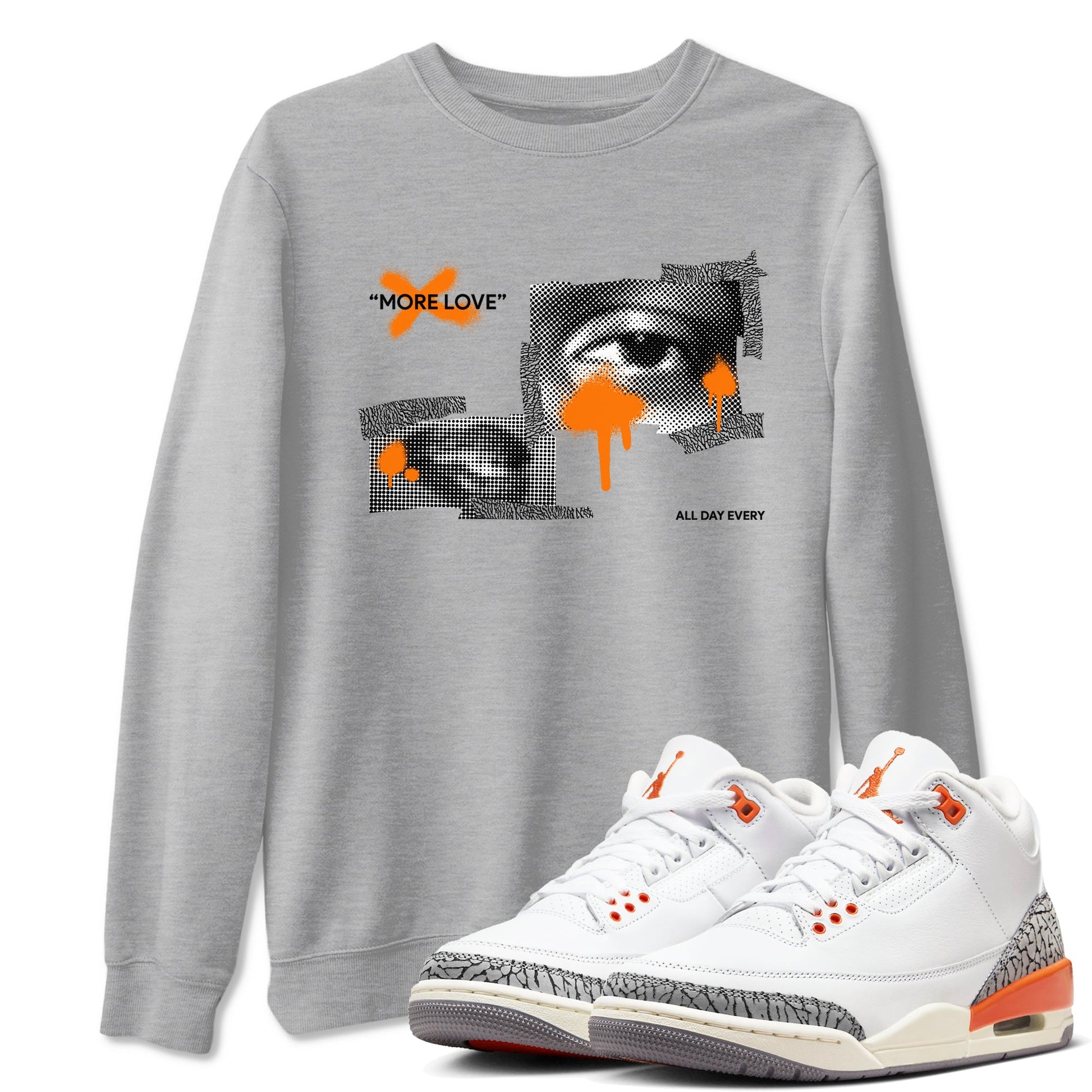 3s Georgia Peach shirt to match jordans More Love sneaker tees Air Jordan 3 Georgia Peach SNRT Sneaker Release Tees unisex cotton Heather Grey 1 crew neck shirt