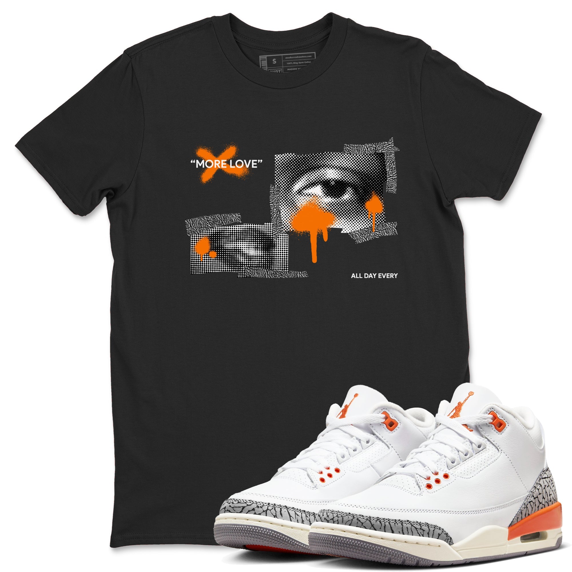 3s Georgia Peach shirt to match jordans More Love sneaker tees Air Jordan 3 Georgia Peach SNRT Sneaker Release Tees unisex cotton Black 1 crew neck shirt