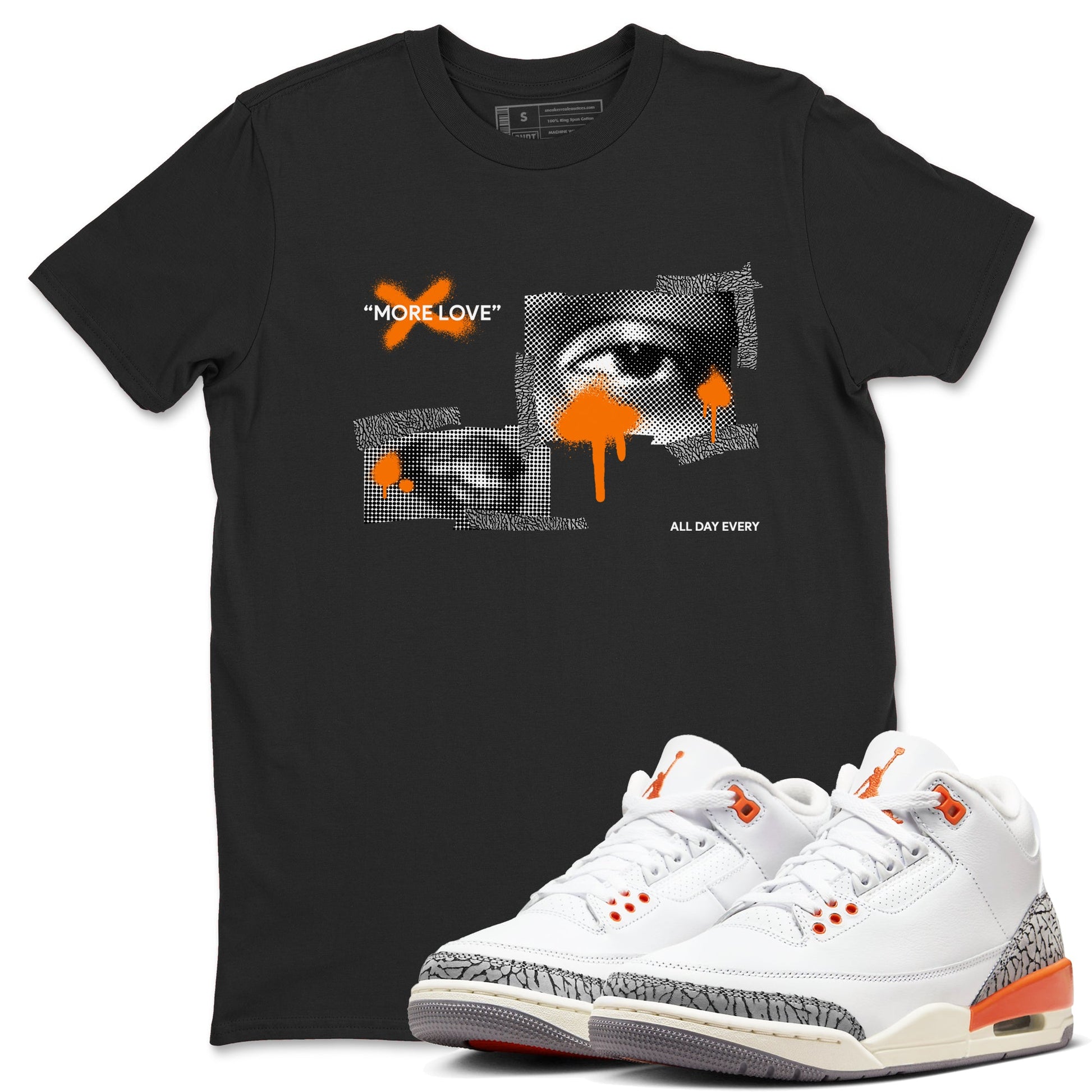 3s Georgia Peach shirt to match jordans More Love sneaker tees Air Jordan 3 Georgia Peach SNRT Sneaker Release Tees unisex cotton Black 1 crew neck shirt