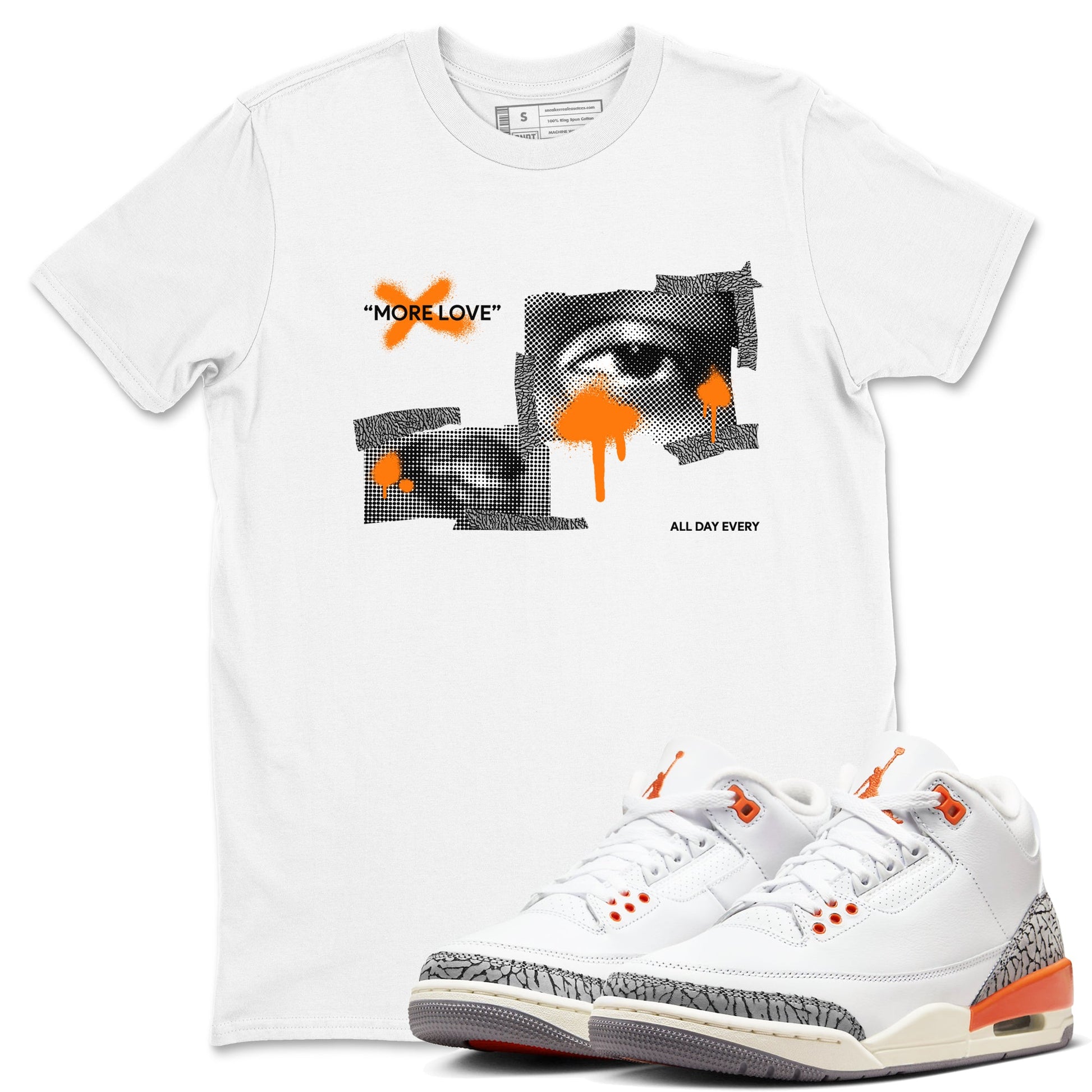 3s Georgia Peach shirt to match jordans More Love sneaker tees Air Jordan 3 Georgia Peach SNRT Sneaker Release Tees unisex cotton White 1 crew neck shirt