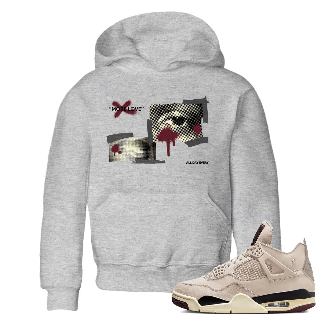 4s A Ma Maniere x Fossil Stone shirts to match jordans More Love sneaker match tees Air Jordan 4 A Ma Maniere x Fossil Stone match shoes to clothes SNRT Sneaker Tees Youth Baby Heather Grey 1 tee