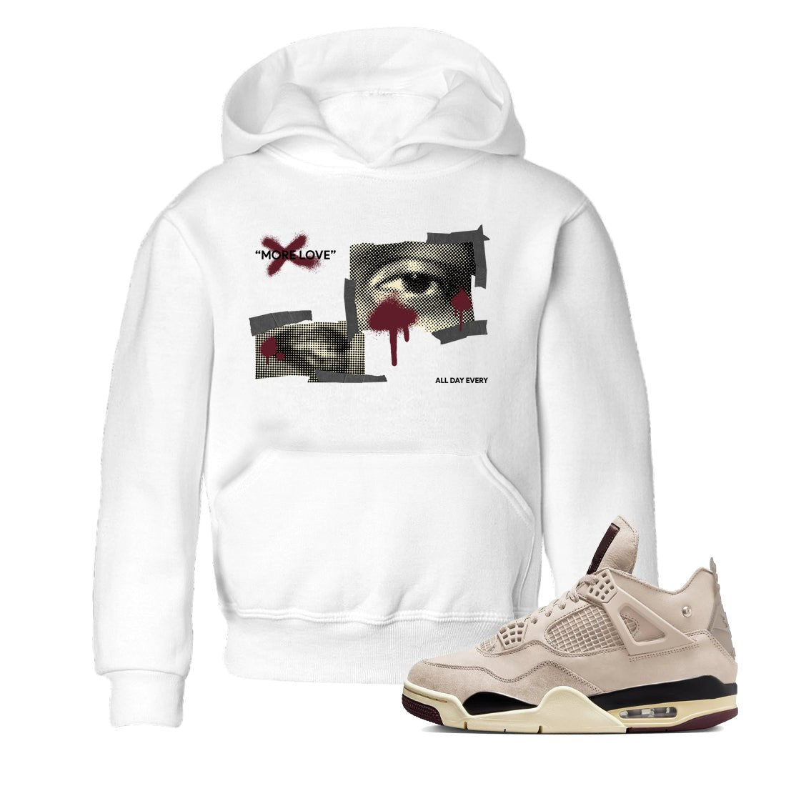 4s A Ma Maniere x Fossil Stone shirts to match jordans More Love sneaker match tees Air Jordan 4 A Ma Maniere x Fossil Stone match shoes to clothes SNRT Sneaker Tees Youth Baby White 1 tee