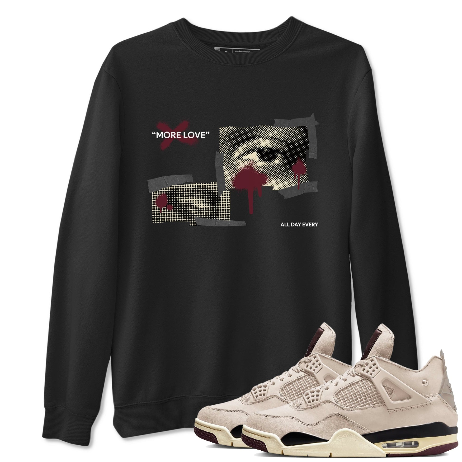 4s A Ma Maniere x Fossil Stone shirts to match jordans More Love sneaker match tees Air Jordan 4 A Ma Maniere x Fossil Stone match shoes to clothes SNRT Sneaker Tees unisex cotton Black 1 shirts