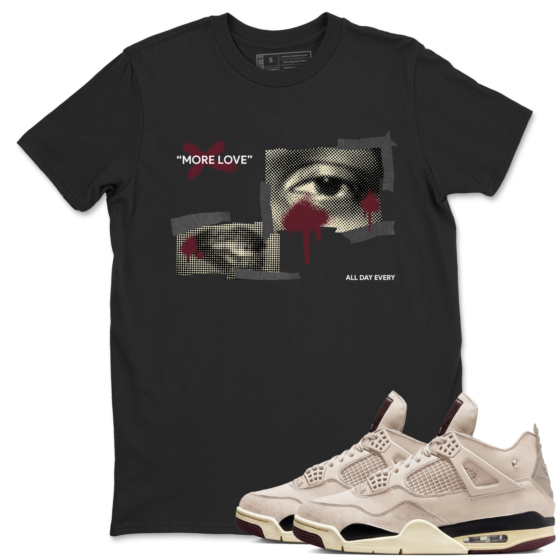 4s A Ma Maniere x Fossil Stone shirts to match jordans More Love sneaker match tees Air Jordan 4 A Ma Maniere x Fossil Stone match shoes to clothes SNRT Sneaker Tees unisex cotton Black 1 shirts
