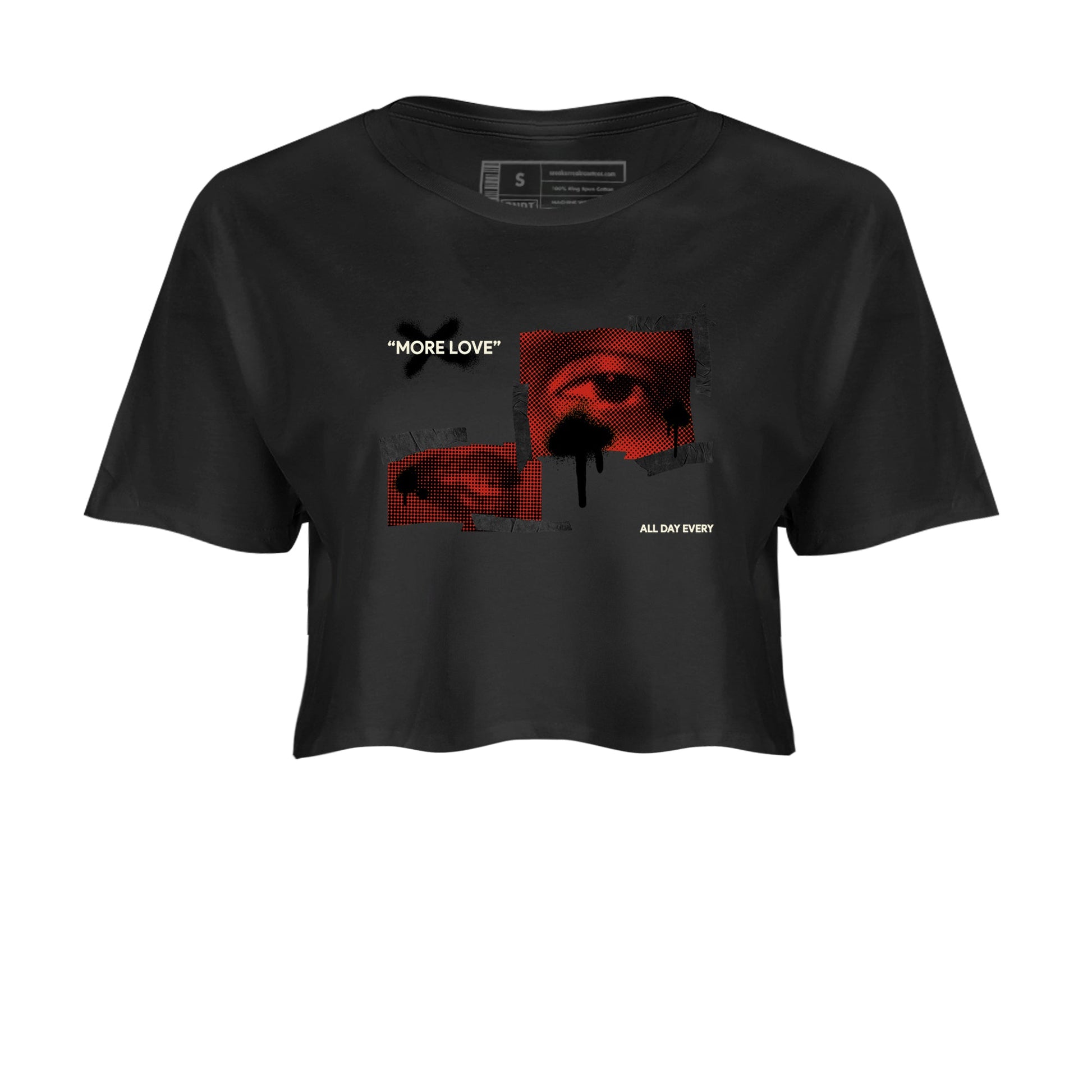 4s Brick By Brick best t shirts to wear with jordans More Love sneaker match tees Nigel Sylvester x Air Jordan 4 Brick by Brick match shoes to clothes SNRT Sneaker Tees unisex cotton Black 2 crop tee
