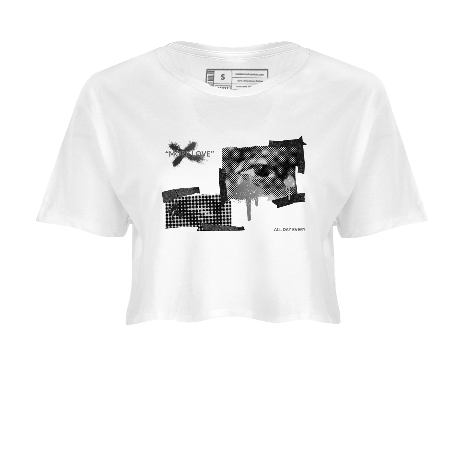 4s Fear shirts to match jordans More Love sneaker match tees Air Jordan 4 Fear match shoes to clothes SNRT Sneaker Tees unisex cotton White 2 crop tee