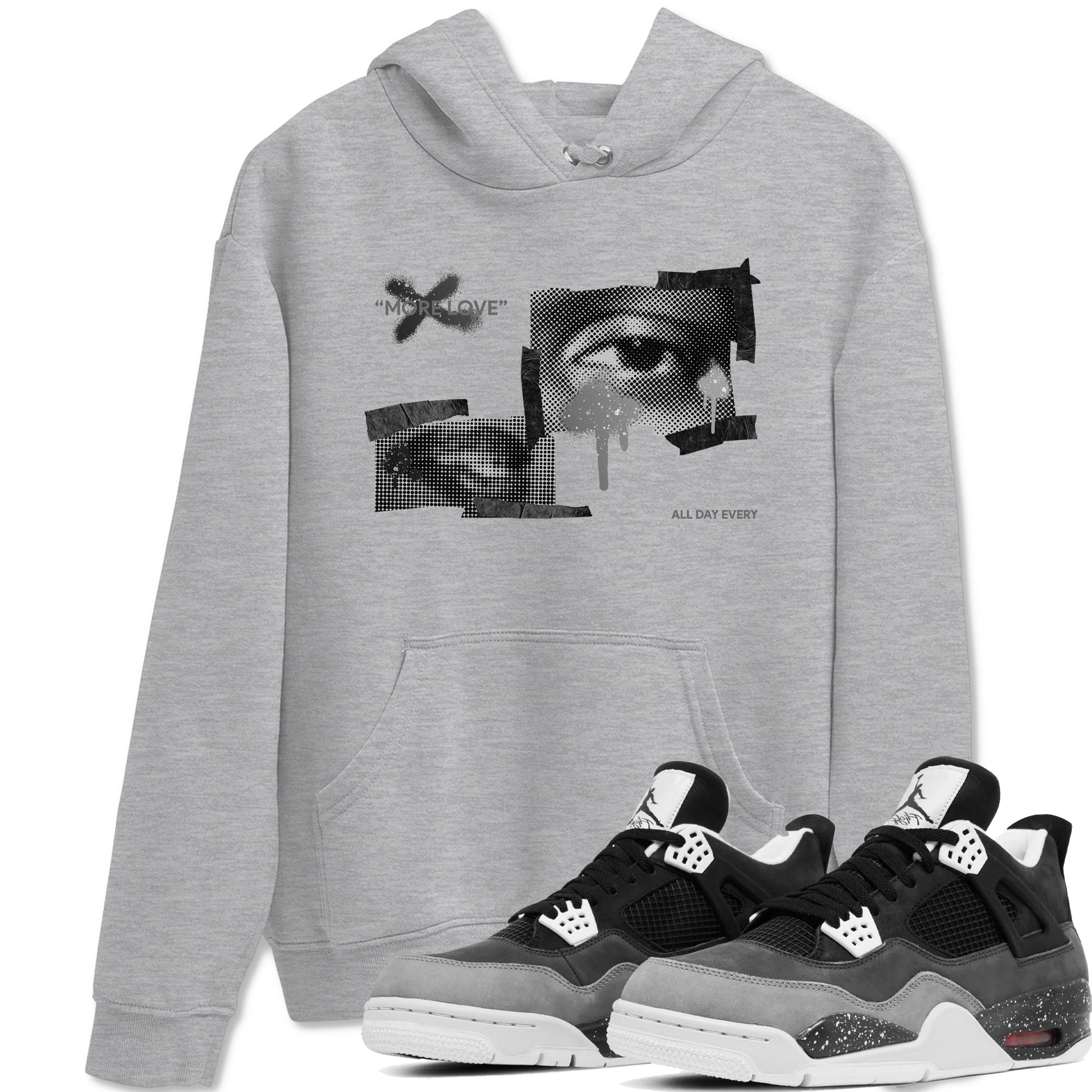 4s Fear shirts to match jordans More Love sneaker match tees Air Jordan 4 Fear match shoes to clothes SNRT Sneaker Tees unisex cotton Heather Grey 1 shirts
