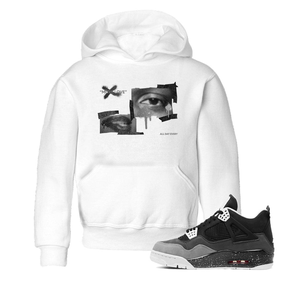4s Fear shirts to match jordans More Love sneaker match tees Air Jordan 4 Fear match shoes to clothes SNRT Sneaker Tees Youth Baby White 1 tee