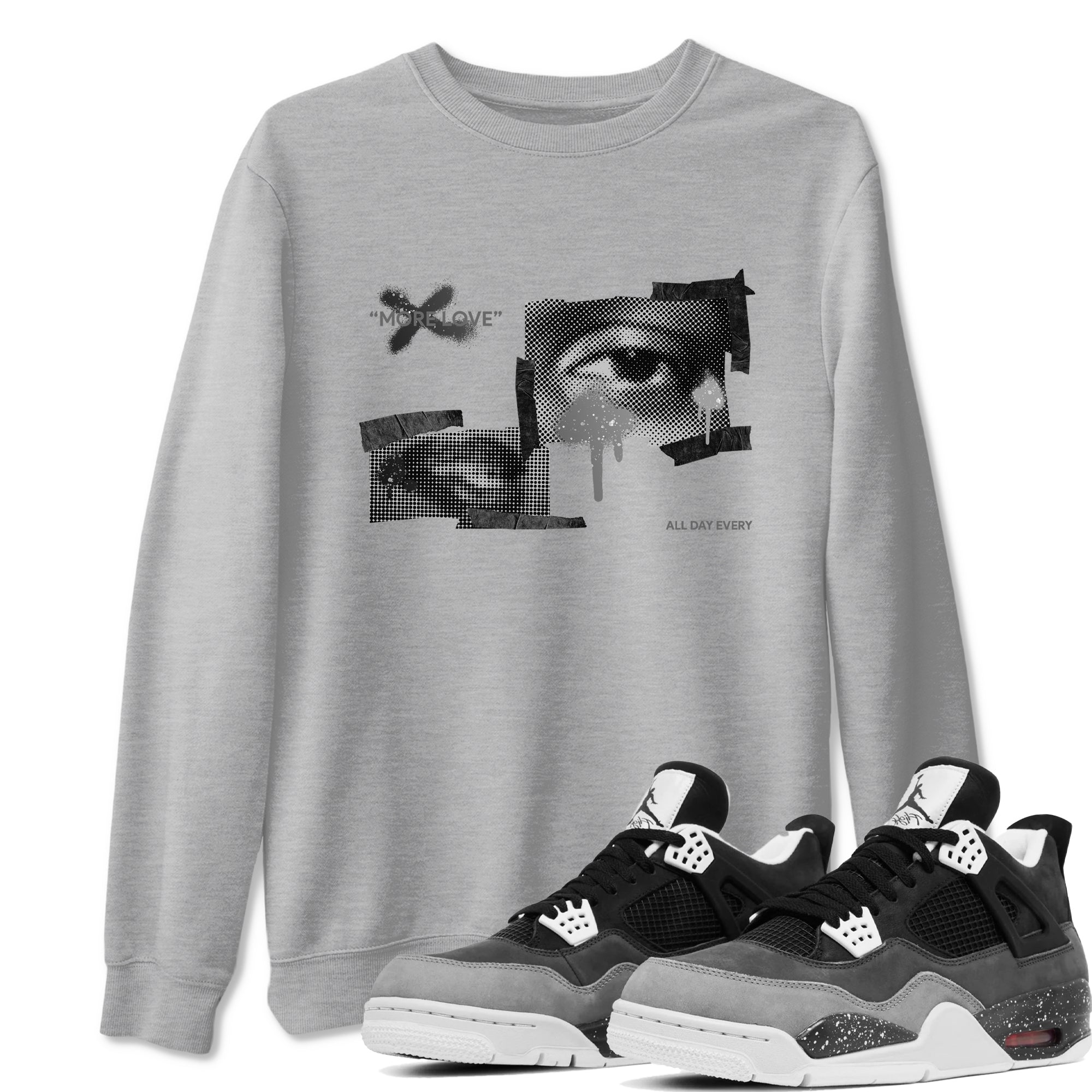 4s Fear shirts to match jordans More Love sneaker match tees Air Jordan 4 Fear match shoes to clothes SNRT Sneaker Tees unisex cotton Heather Grey 1 shirts
