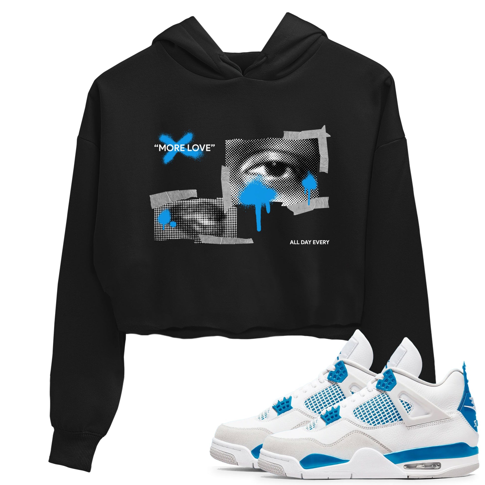 Air Jordan 4 Industrial Blue shirt to match jordans More Love sneaker tees Air Jordan 4 Military Blue SNRT Sneaker Release Tees Black 1 crop length shirt