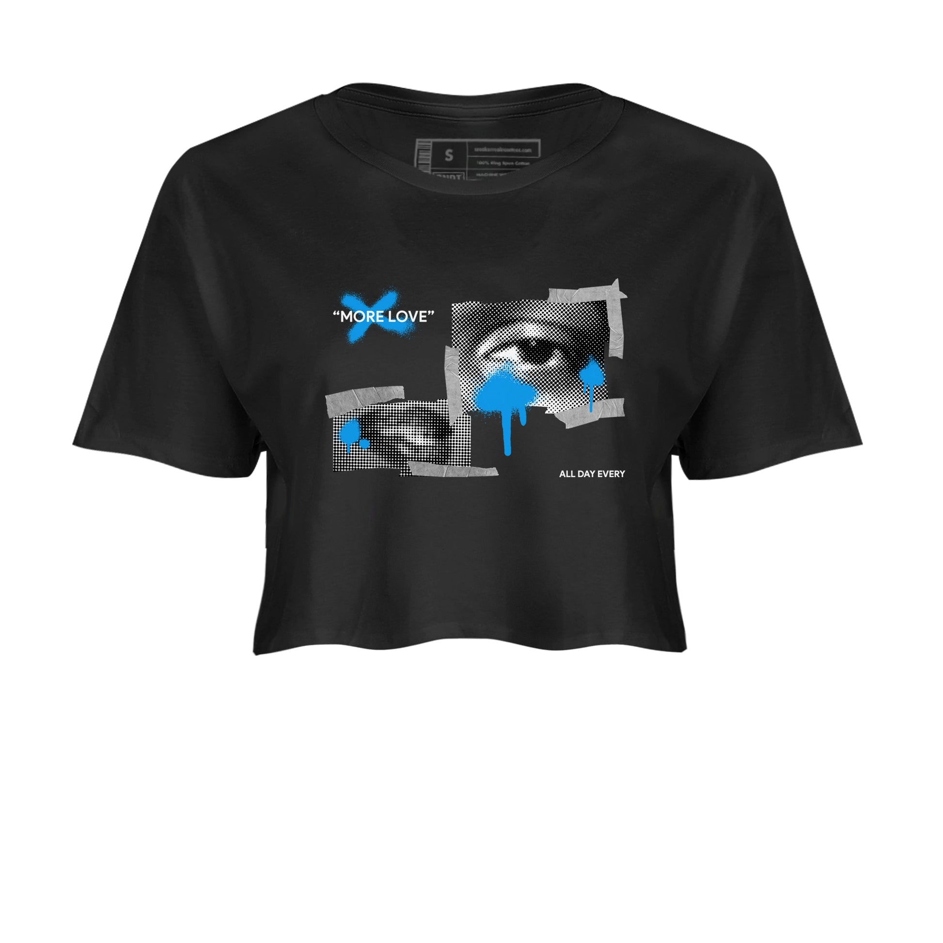 Air Jordan 4 Industrial Blue shirt to match jordans More Love sneaker tees Air Jordan 4 Military Blue SNRT Sneaker Release Tees Black 2 crop length shirt